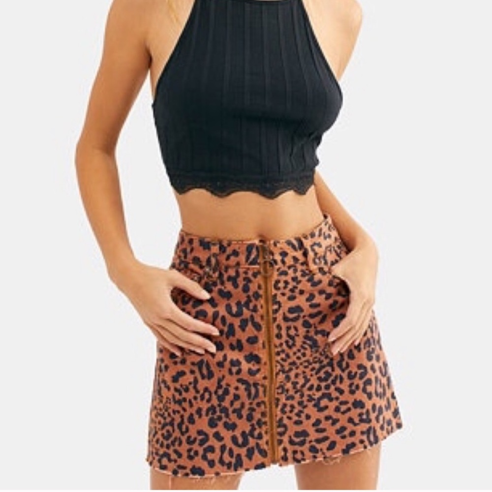 🧡Free People Zip It Up Printed Leopard Mini Skirt - Picture 6 of 6